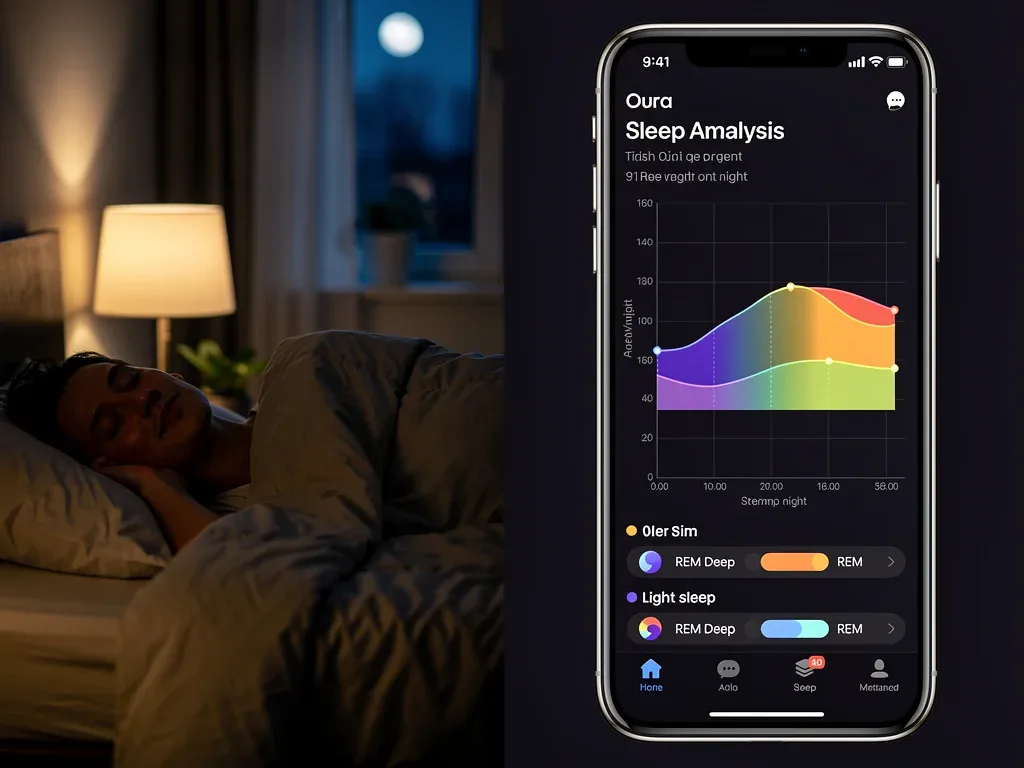 Oura app sleep stage graph comparing actual sleep