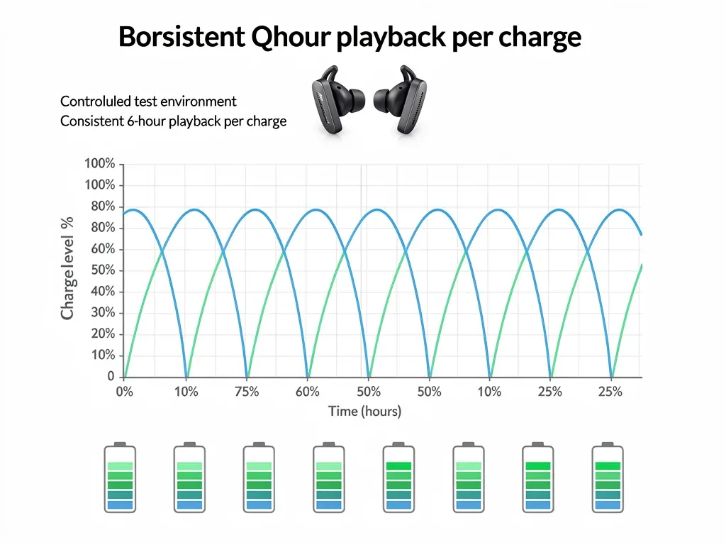Battery life cycle graphic for Bose QuietComfort Ultra Earbuds showing 6-hour performance.