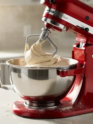 KitchenAid 7-Quart Bowl-Lift Stand Mixer kneading bread dough vigorously