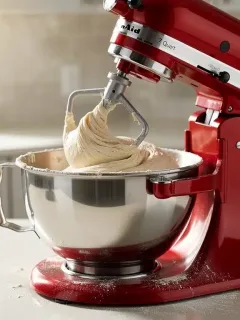 KitchenAid 7-Quart Bowl-Lift Stand Mixer kneading bread dough vigorously