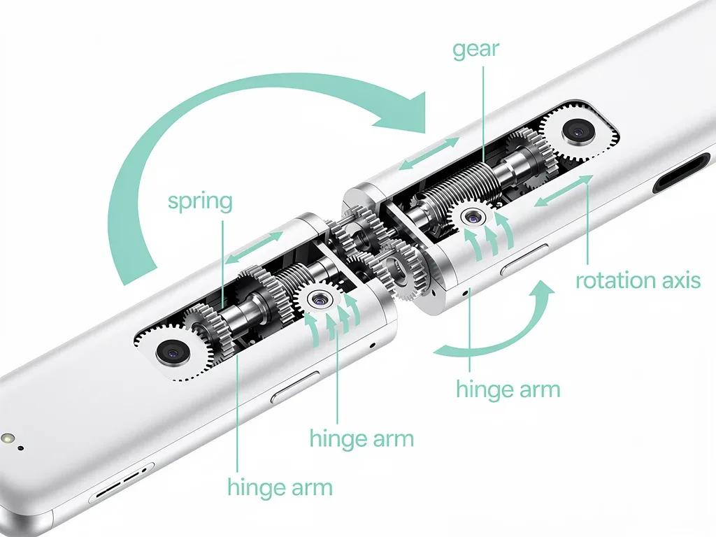 Internal mechanism of Google Pixel 9 Pro Fold hinge design