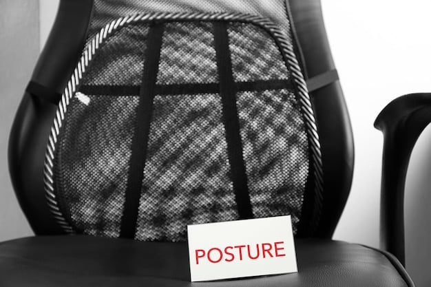 A close-up of the adjustable lumbar support of an ergonomic office chair. The focus is on the mechanism and how it contours to the shape of a spine.