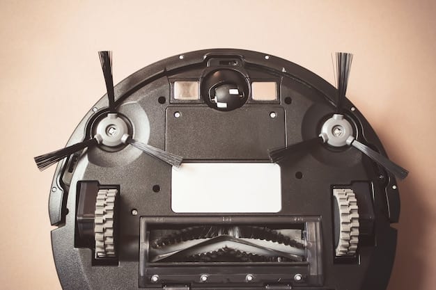 A split-screen image showing the cleaning path of a traditional robotic vacuum cleaner on one side (erratic and inefficient) and the cleaning path of an AI-powered vacuum cleaner on the other side (organized and thorough).
