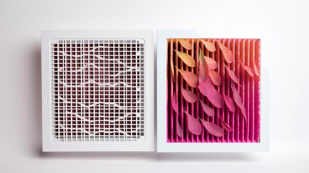 A split image showcasing two different air purifier models side-by-side, highlighting their key features through callouts and annotations. Model A is labeled as 