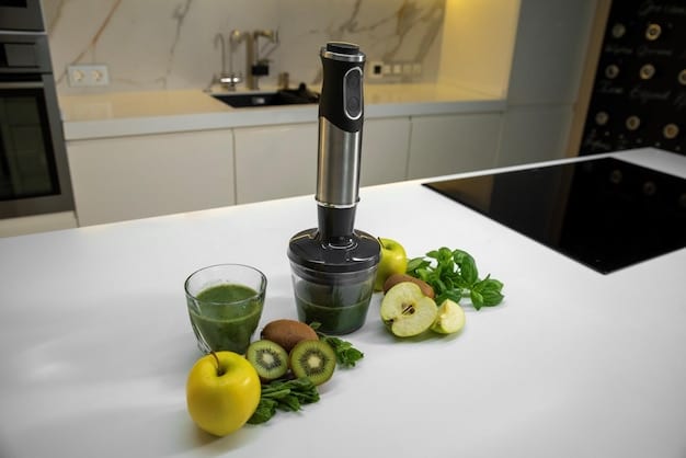 A side-by-side comparison of three different blenders, showcasing their various designs and features. Each blender is placed on a kitchen countertop with fresh fruits and vegetables nearby.