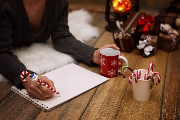 A cozy scene featuring a person sitting at a desk, reviewing a holiday shopping list on a tablet with a festive background, conveys the excitement and organization involved in planning their holiday gift selections.