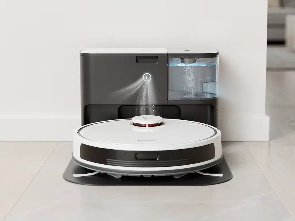 Ecovacs Deebot T30S robot vacuum at its self-emptying docking station