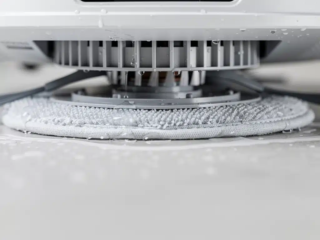 Close-up of Ecovacs Deebot T30S mopping and brush system