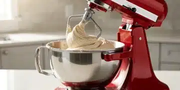 KitchenAid 7-Quart Bowl-Lift Stand Mixer kneading bread dough vigorously