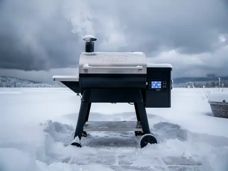 Traeger Ironwood 650 pellet grill in sub-zero snow