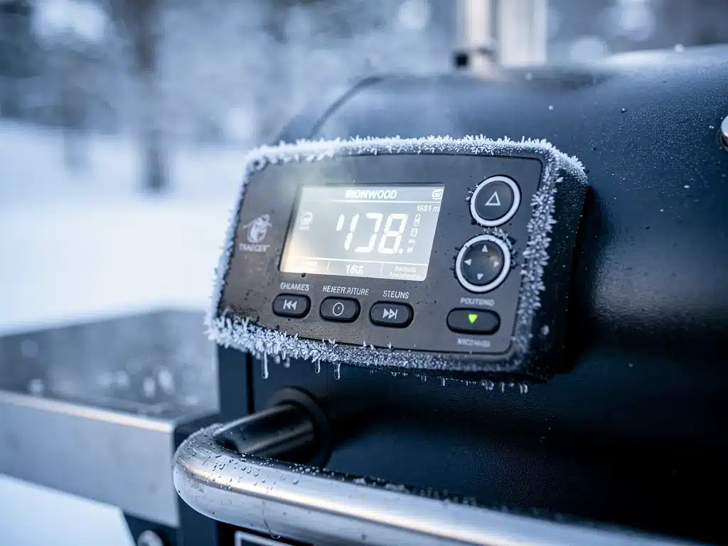 Traeger Ironwood 650 digital controller in freezing weather